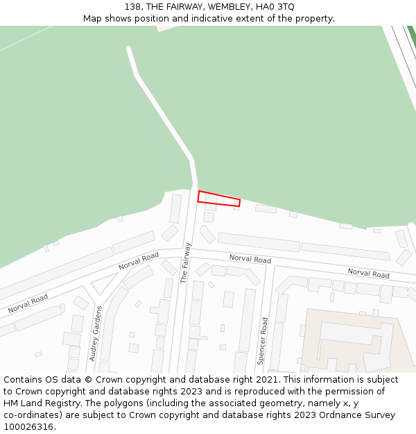 138, THE FAIRWAY, WEMBLEY, HA0 3TQ: Location map and indicative extent of plot