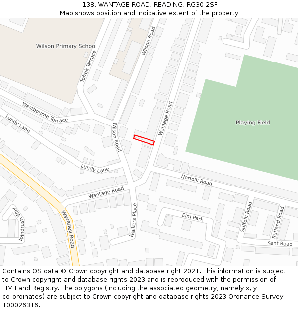 138, WANTAGE ROAD, READING, RG30 2SF: Location map and indicative extent of plot