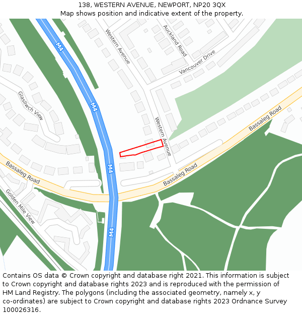138, WESTERN AVENUE, NEWPORT, NP20 3QX: Location map and indicative extent of plot
