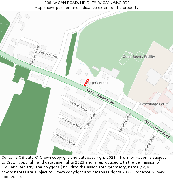 138, WIGAN ROAD, HINDLEY, WIGAN, WN2 3DF: Location map and indicative extent of plot