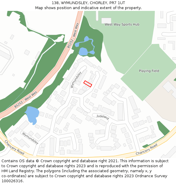 138, WYMUNDSLEY, CHORLEY, PR7 1UT: Location map and indicative extent of plot