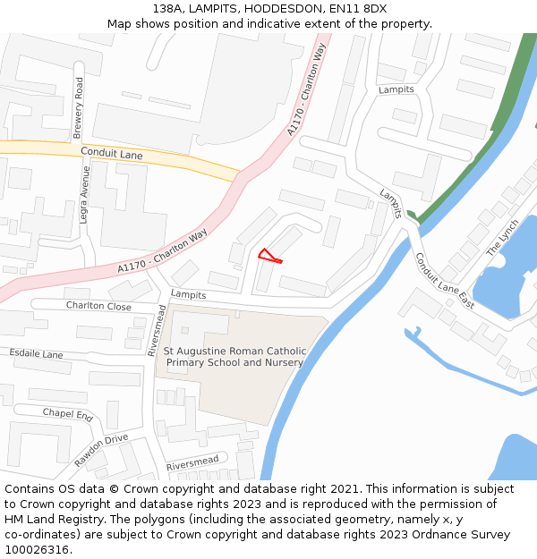 138A, LAMPITS, HODDESDON, EN11 8DX: Location map and indicative extent of plot