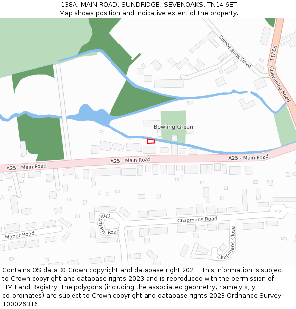 138A, MAIN ROAD, SUNDRIDGE, SEVENOAKS, TN14 6ET: Location map and indicative extent of plot