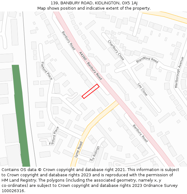 139, BANBURY ROAD, KIDLINGTON, OX5 1AJ: Location map and indicative extent of plot