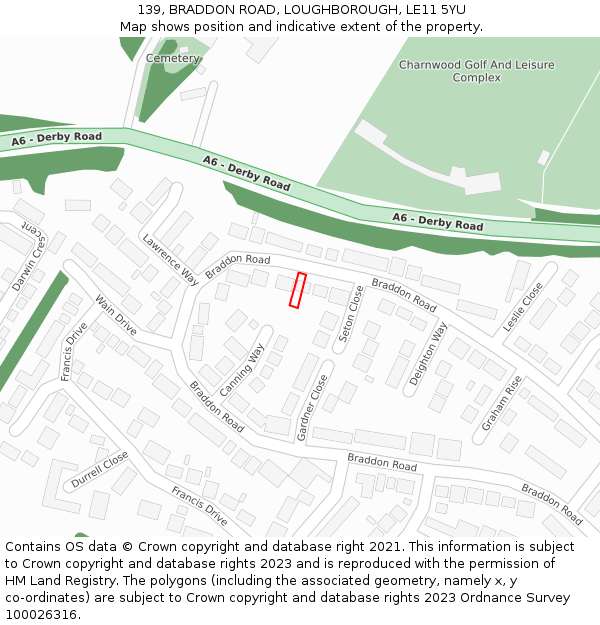 139, BRADDON ROAD, LOUGHBOROUGH, LE11 5YU: Location map and indicative extent of plot