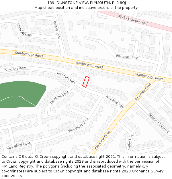 139, DUNSTONE VIEW, PLYMOUTH, PL9 8QJ: Location map and indicative extent of plot