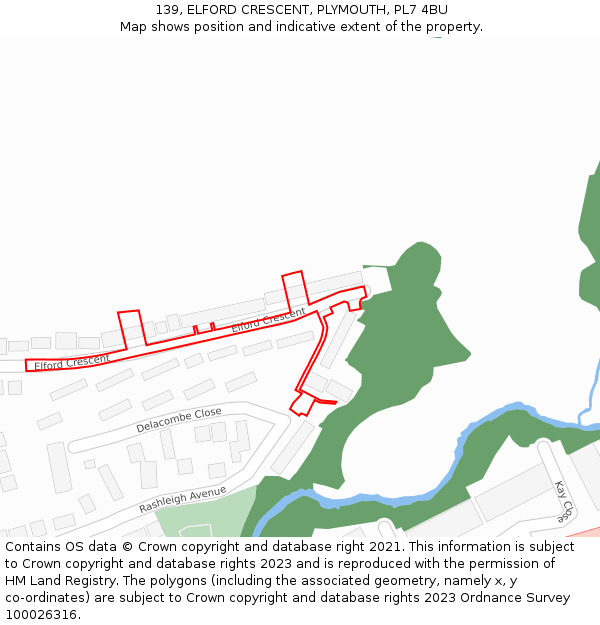 139, ELFORD CRESCENT, PLYMOUTH, PL7 4BU: Location map and indicative extent of plot