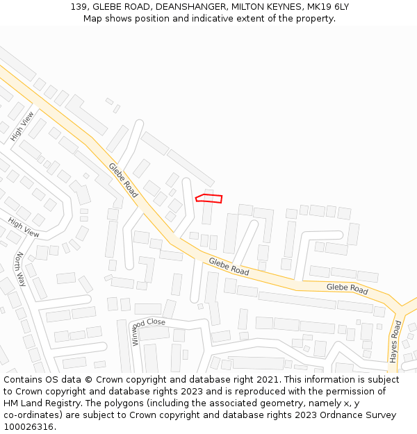 139, GLEBE ROAD, DEANSHANGER, MILTON KEYNES, MK19 6LY: Location map and indicative extent of plot