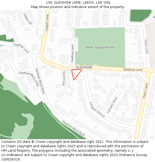 139, GLEDHOW LANE, LEEDS, LS8 1NQ: Location map and indicative extent of plot