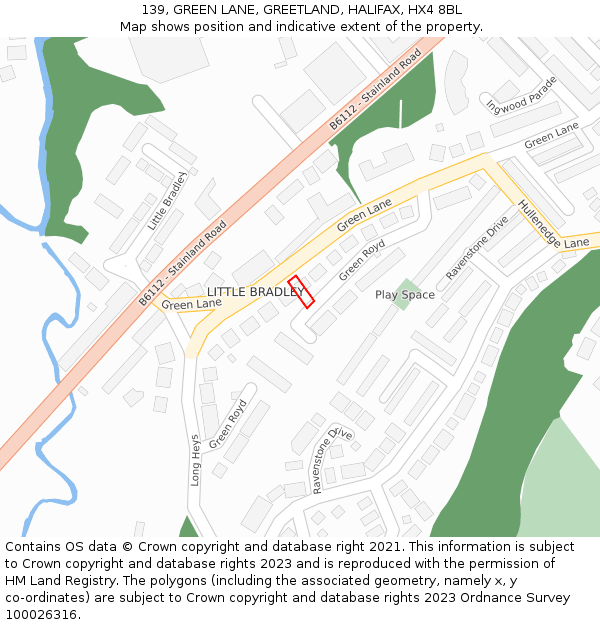 139, GREEN LANE, GREETLAND, HALIFAX, HX4 8BL: Location map and indicative extent of plot