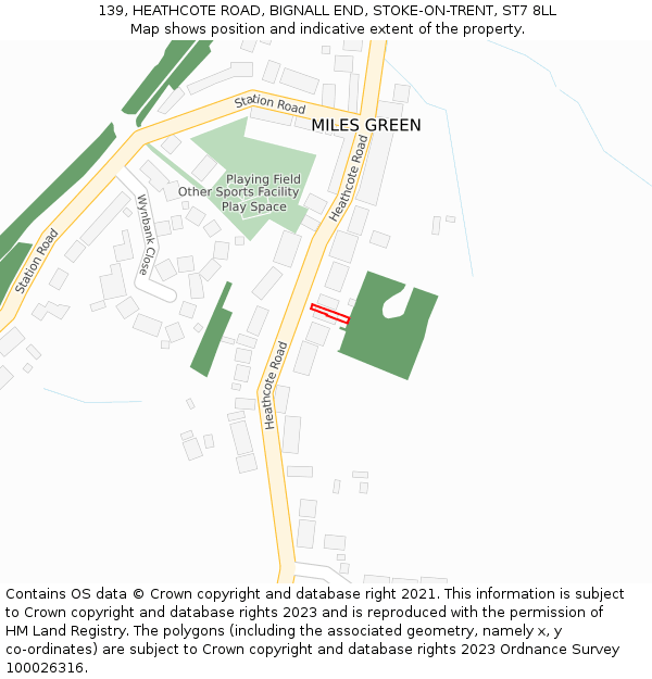 139, HEATHCOTE ROAD, BIGNALL END, STOKE-ON-TRENT, ST7 8LL: Location map and indicative extent of plot