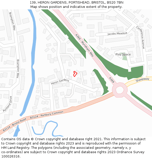 139, HERON GARDENS, PORTISHEAD, BRISTOL, BS20 7BN: Location map and indicative extent of plot