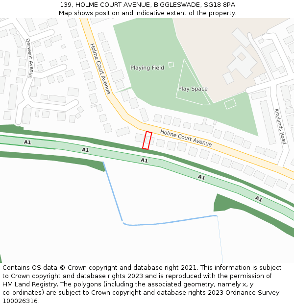 139, HOLME COURT AVENUE, BIGGLESWADE, SG18 8PA: Location map and indicative extent of plot