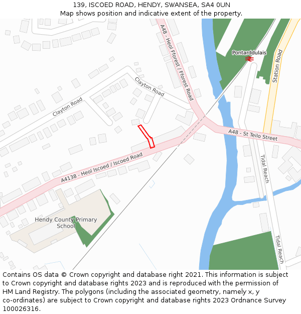 139, ISCOED ROAD, HENDY, SWANSEA, SA4 0UN: Location map and indicative extent of plot