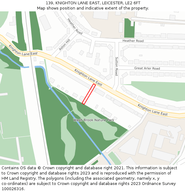 139, KNIGHTON LANE EAST, LEICESTER, LE2 6FT: Location map and indicative extent of plot