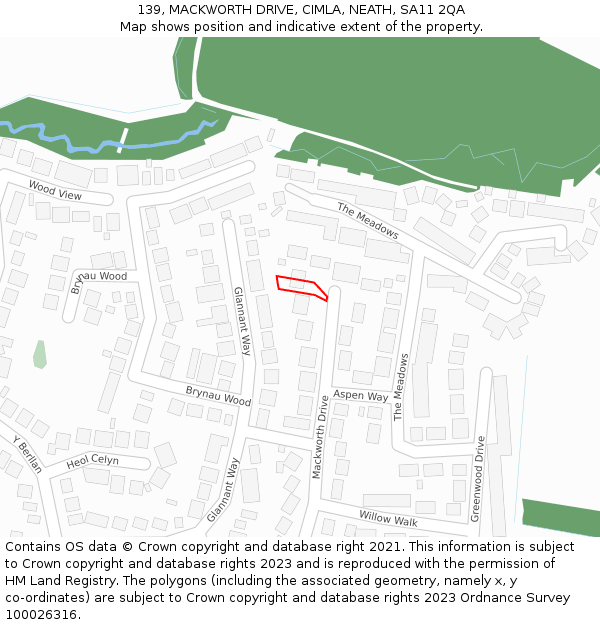 139, MACKWORTH DRIVE, CIMLA, NEATH, SA11 2QA: Location map and indicative extent of plot