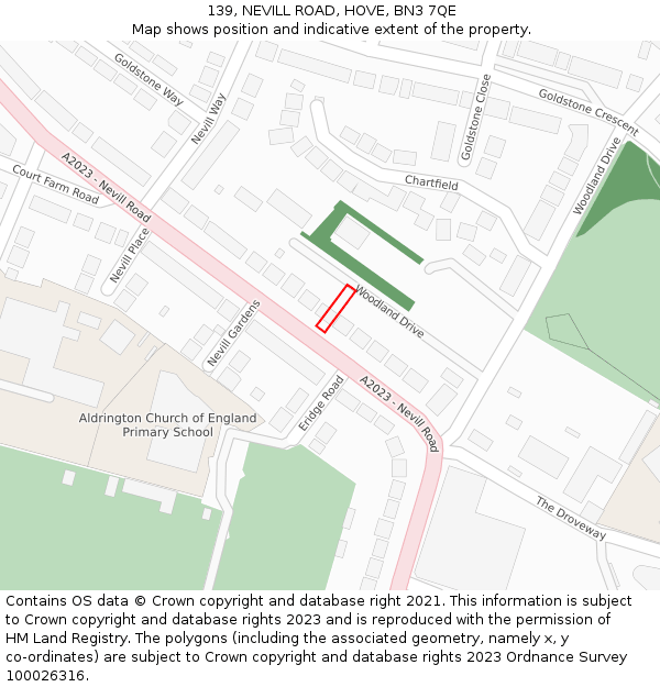 139, NEVILL ROAD, HOVE, BN3 7QE: Location map and indicative extent of plot