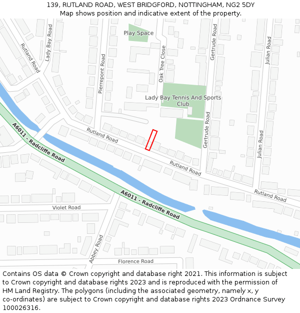 139, RUTLAND ROAD, WEST BRIDGFORD, NOTTINGHAM, NG2 5DY: Location map and indicative extent of plot