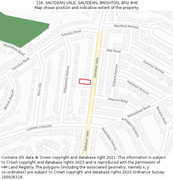 139, SALTDEAN VALE, SALTDEAN, BRIGHTON, BN2 8HE: Location map and indicative extent of plot