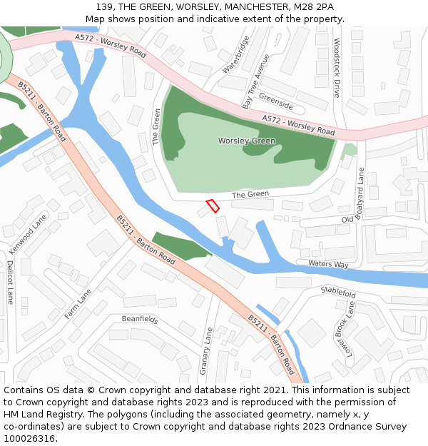 139, THE GREEN, WORSLEY, MANCHESTER, M28 2PA: Location map and indicative extent of plot