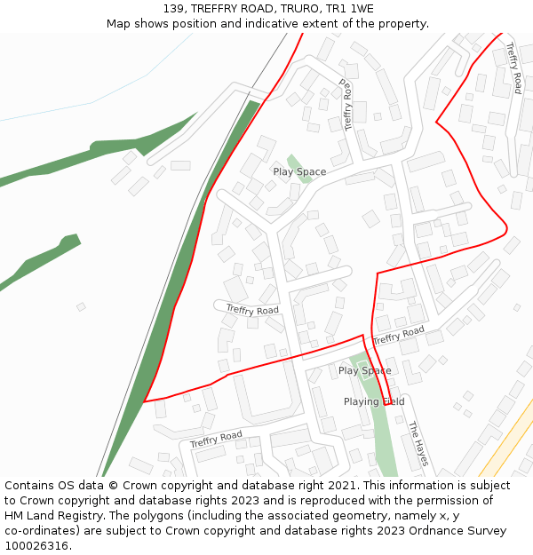 139, TREFFRY ROAD, TRURO, TR1 1WE: Location map and indicative extent of plot