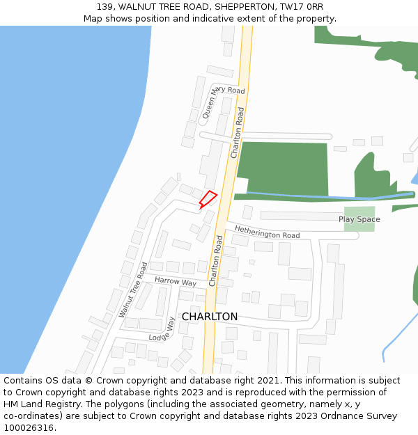 139, WALNUT TREE ROAD, SHEPPERTON, TW17 0RR: Location map and indicative extent of plot