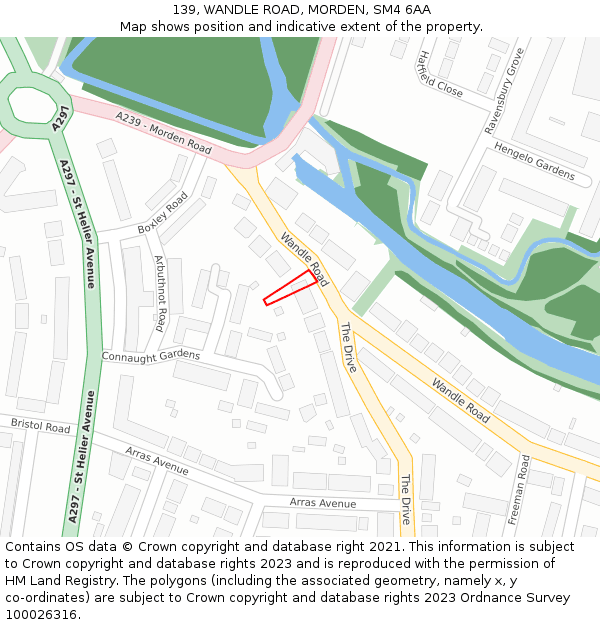139, WANDLE ROAD, MORDEN, SM4 6AA: Location map and indicative extent of plot