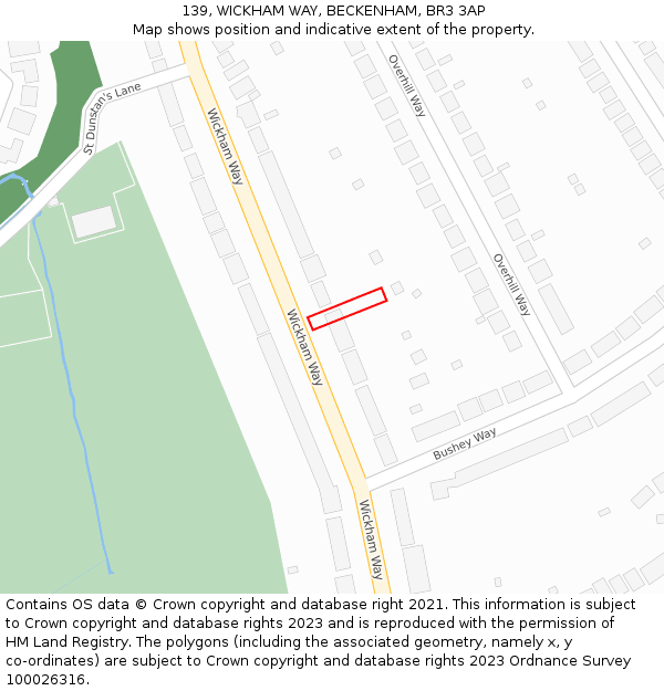 139, WICKHAM WAY, BECKENHAM, BR3 3AP: Location map and indicative extent of plot