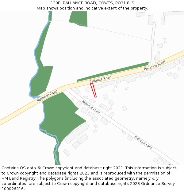 139E, PALLANCE ROAD, COWES, PO31 8LS: Location map and indicative extent of plot