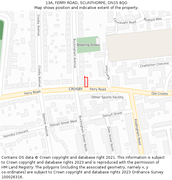 13A, FERRY ROAD, SCUNTHORPE, DN15 8QG: Location map and indicative extent of plot