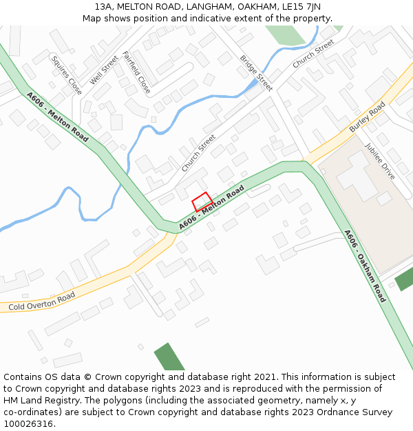 13A, MELTON ROAD, LANGHAM, OAKHAM, LE15 7JN: Location map and indicative extent of plot