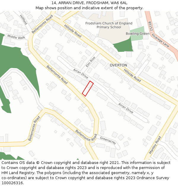 14, ARRAN DRIVE, FRODSHAM, WA6 6AL: Location map and indicative extent of plot
