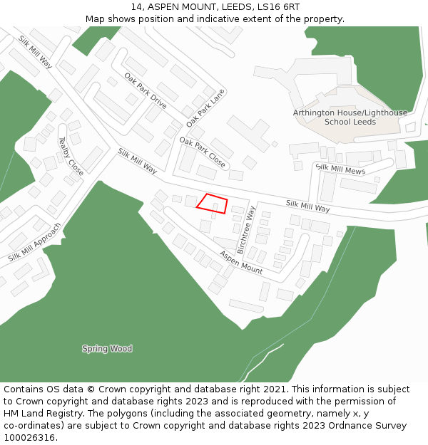 14, ASPEN MOUNT, LEEDS, LS16 6RT: Location map and indicative extent of plot