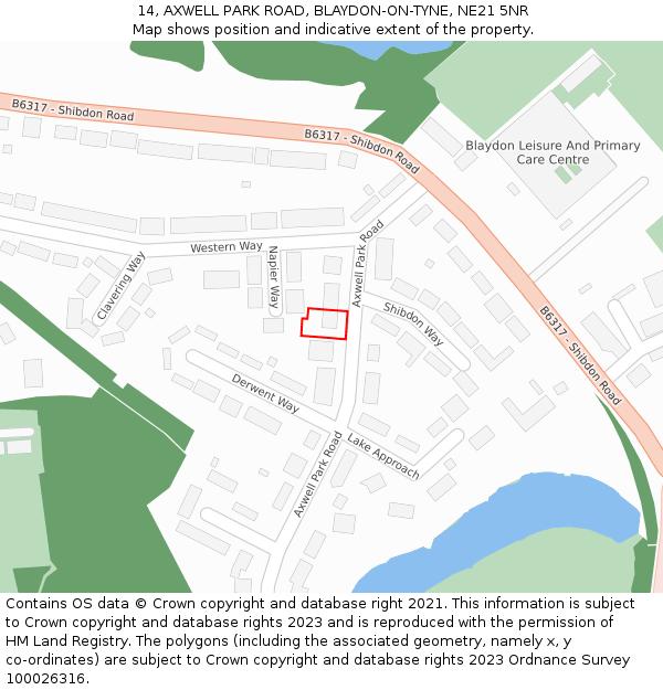 14, AXWELL PARK ROAD, BLAYDON-ON-TYNE, NE21 5NR: Location map and indicative extent of plot