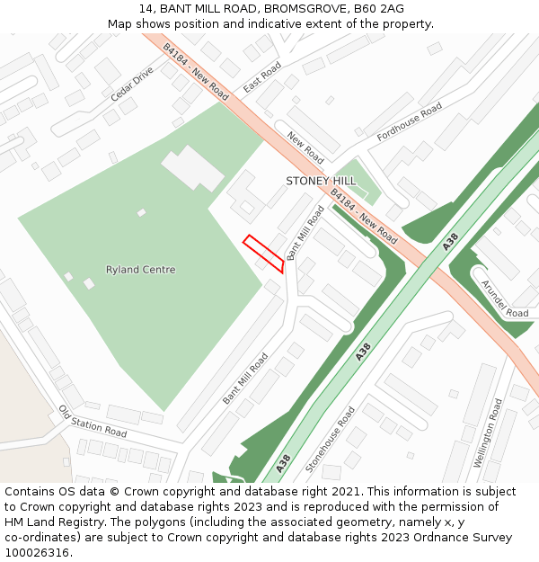 14, BANT MILL ROAD, BROMSGROVE, B60 2AG: Location map and indicative extent of plot