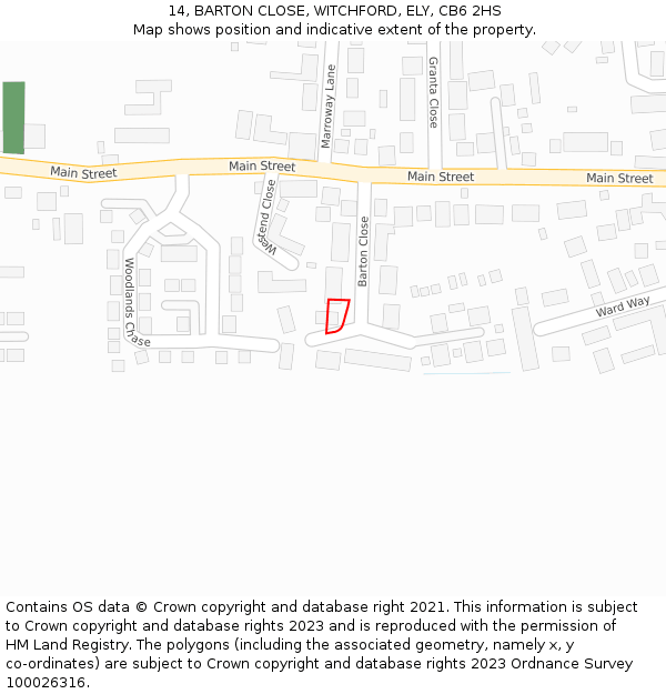 14, BARTON CLOSE, WITCHFORD, ELY, CB6 2HS: Location map and indicative extent of plot