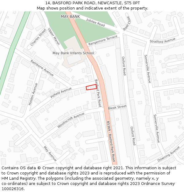 14, BASFORD PARK ROAD, NEWCASTLE, ST5 0PT: Location map and indicative extent of plot