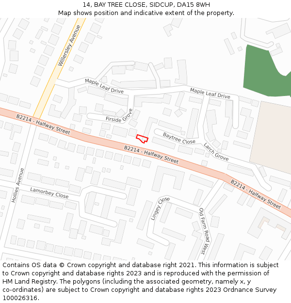 14, BAY TREE CLOSE, SIDCUP, DA15 8WH: Location map and indicative extent of plot