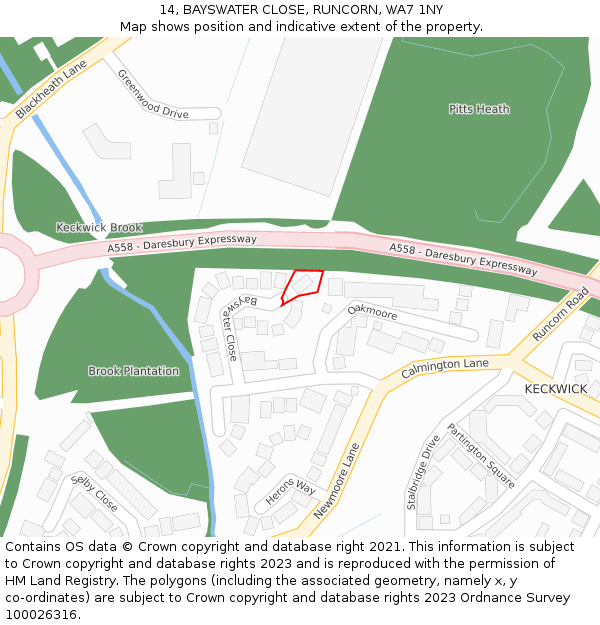 14, BAYSWATER CLOSE, RUNCORN, WA7 1NY: Location map and indicative extent of plot