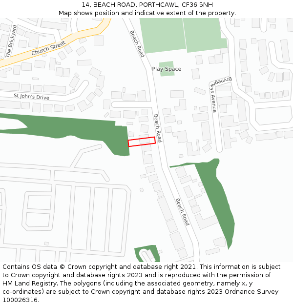 14, BEACH ROAD, PORTHCAWL, CF36 5NH: Location map and indicative extent of plot