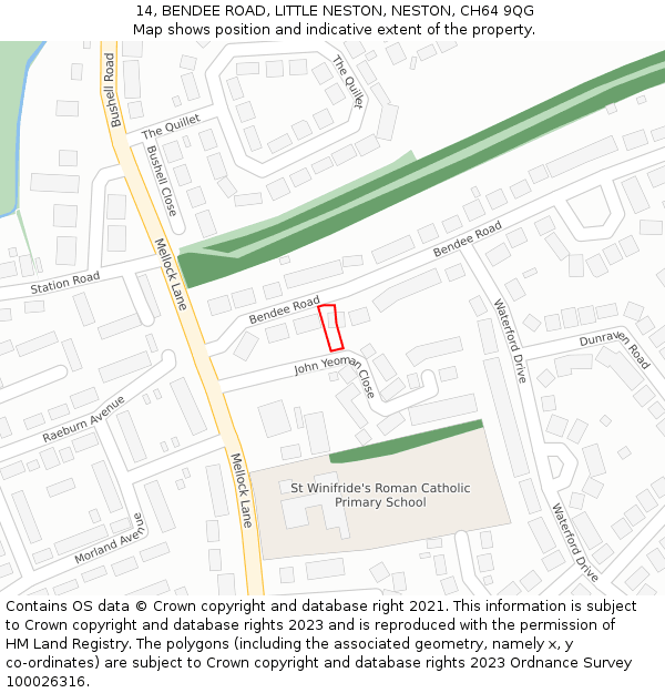 14, BENDEE ROAD, LITTLE NESTON, NESTON, CH64 9QG: Location map and indicative extent of plot