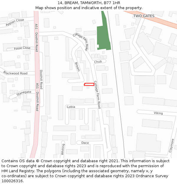 14, BREAM, TAMWORTH, B77 1HR: Location map and indicative extent of plot