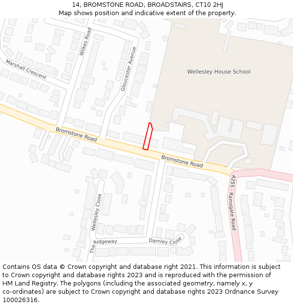 14, BROMSTONE ROAD, BROADSTAIRS, CT10 2HJ: Location map and indicative extent of plot