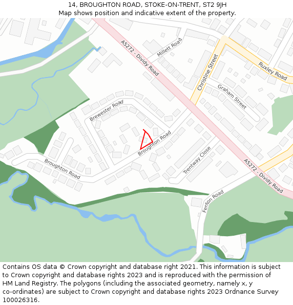 14, BROUGHTON ROAD, STOKE-ON-TRENT, ST2 9JH: Location map and indicative extent of plot