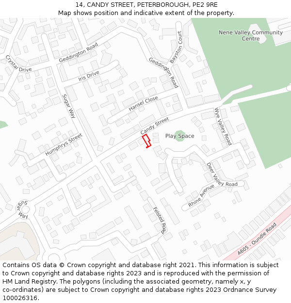 14, CANDY STREET, PETERBOROUGH, PE2 9RE: Location map and indicative extent of plot