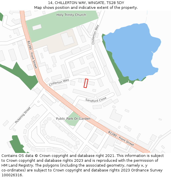 14, CHILLERTON WAY, WINGATE, TS28 5DY: Location map and indicative extent of plot