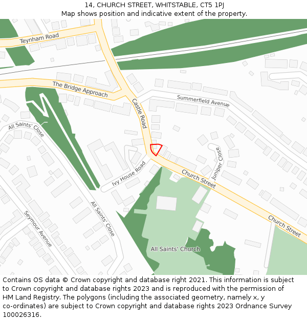 14, CHURCH STREET, WHITSTABLE, CT5 1PJ: Location map and indicative extent of plot