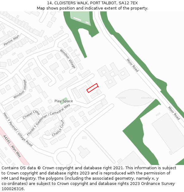 14, CLOISTERS WALK, PORT TALBOT, SA12 7EX: Location map and indicative extent of plot