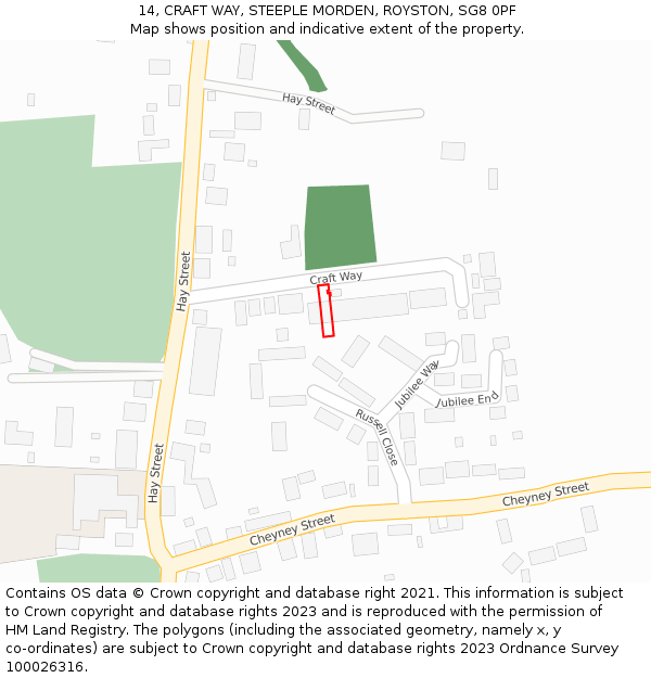 14, CRAFT WAY, STEEPLE MORDEN, ROYSTON, SG8 0PF: Location map and indicative extent of plot