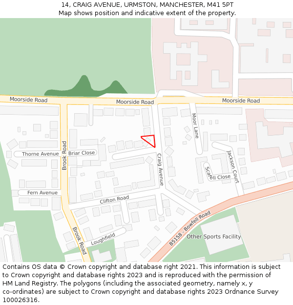 14, CRAIG AVENUE, URMSTON, MANCHESTER, M41 5PT: Location map and indicative extent of plot